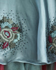Hand Embroidered Roses Motifs Silk Organza Dress - Swati Golyan