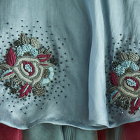 Hand Embroidered Roses Motifs Silk Organza Dress