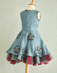 Hand Embroidered Roses Motifs Silk Organza Dress - Swati Golyan