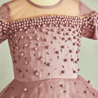Hand Embroidered Fabric Balls Organza Dress