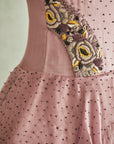 Hand Embroidered Flowers Reverse Pocket Organza Dress - Swati Golyan