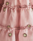 Hand Embroidered Flower Motif and Crochet Silk Organza Dress - Swati Golyan