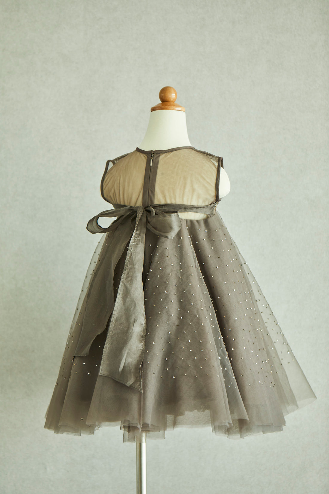Hand Embroidered with Silk Organza Back Bow-tie Dress