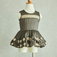 Hand Embroidered Organza and Metallic Roses Dress