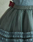 Hand Embroidered Thread Flowers Organza Top & Frilled Skirt Set - Swati Golyan