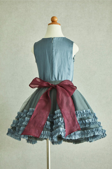 Hand Embroidered Fabric Balls Organza Top & Frilled Skirt Set