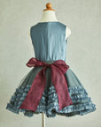Hand Embroidered Thread Flowers Organza Top & Frilled Skirt Set - Swati Golyan