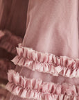Hand Embroidered Thread Flowers Pink Organza Top & Frilled Skirt Set - Swati Golyan