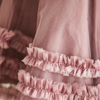 Hand Embroidered Thread Flowers Pink Organza Top & Frilled Skirt Set