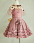 Hand Embroidered Cape and Frilled Skirt Set - Swati Golyan