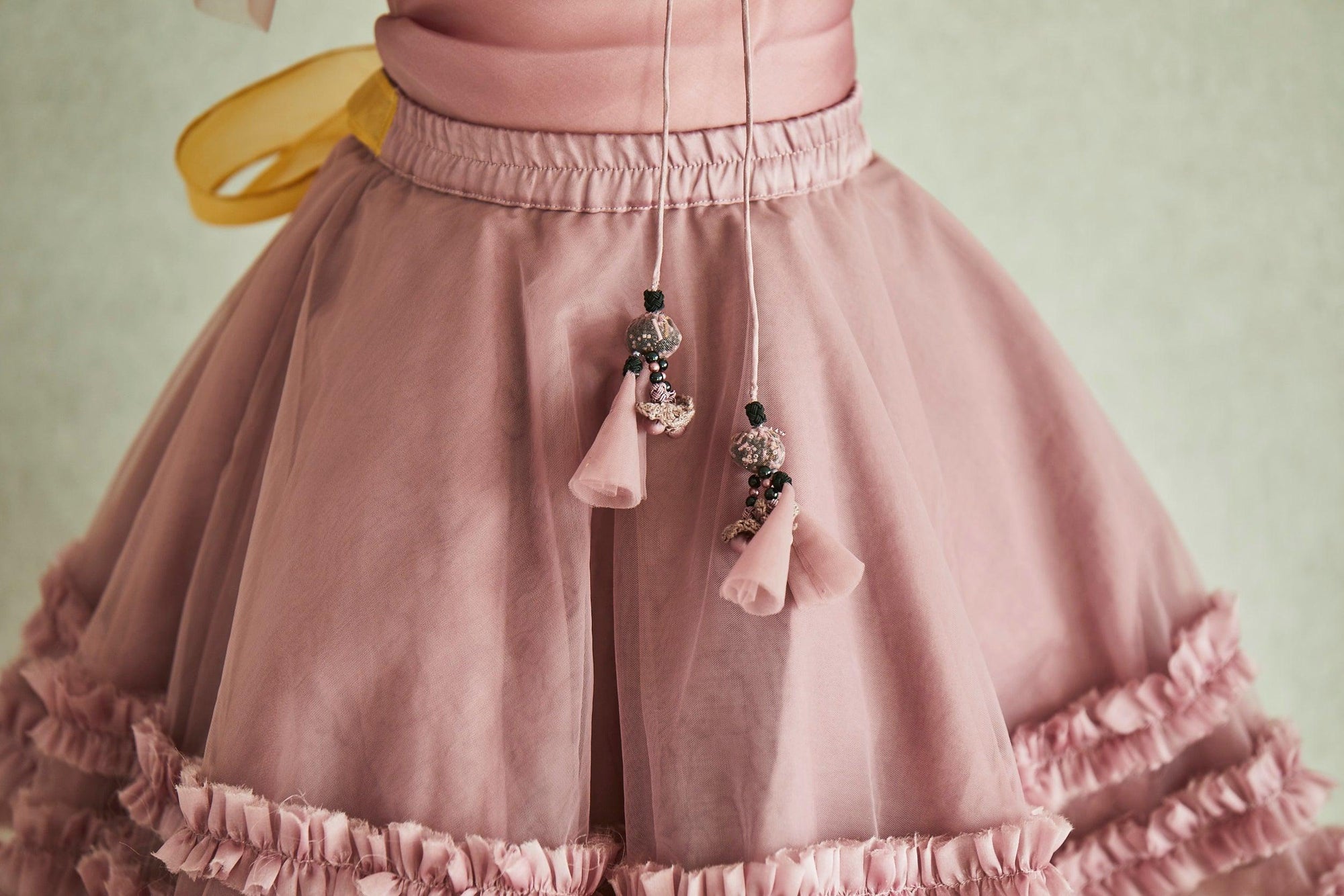 Hand Embroidered Cape and Frilled Skirt Set - Swati Golyan