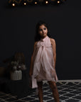 Gigantic Bow Collared Silk Organza Dress for Girls