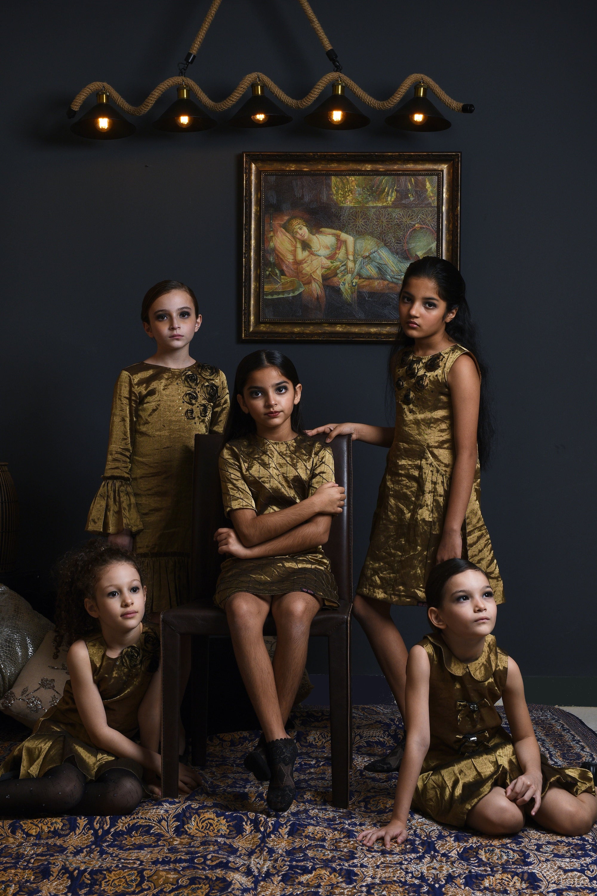 Gold Tissue Silk Dresses for Juniors in UAE