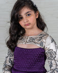 Purple Quilted Full Circle Dress with Hand-Embroidered Bolero – Perfect for Special Occasions