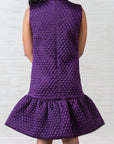 Purple Quilted Silk Dress with a Bow