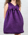 Violet Quilted Silk Balloon Dress for Girls – Perfect for Special Occasions