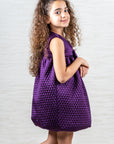 Violet Quilted Silk Balloon Dress for Girls – Perfect for Special Occasions