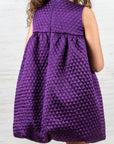 Violet Quilted Silk Balloon Dress for Girls – Perfect for Special Occasions