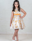 Beige Hand Embroidered flower girl dress