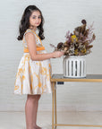 Beige Hand Embroidered flower girl dress