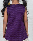 Purple Quilted Silk Dress with Bow for Girls party dressing