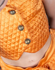 Orange Quilted Silk Waist Coat Skirt set for little Girls