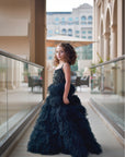 Hand Embroidered Feathery Tiered Full-length Dress