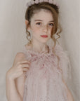 Hand Embroidered Feathery Roses Dress