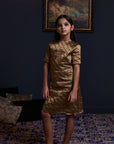 Quilted Look Gold Dress