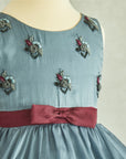 Hand Embroidered Flower Motifs Silk Organza Dress