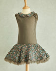 Hand Embroidered Crochet Flowers Drop-Down Waist Dress