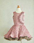 Hand Embroidered Fabric Balls Flower Organza Dress